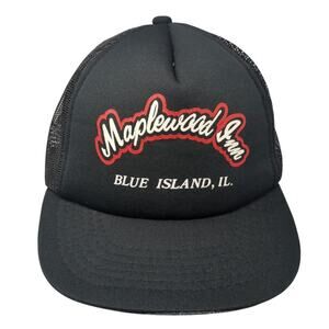 Maplewood Inn Blue Island IL Snapback Trucker Hat Black One Size Mesh Back